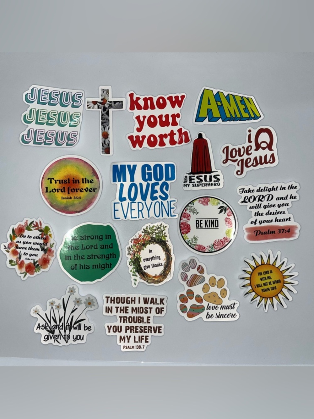 (1) FREE W/ BUNDLE OF 2+ ITEMS Christian Inspirational Sticker Pack — Assorted